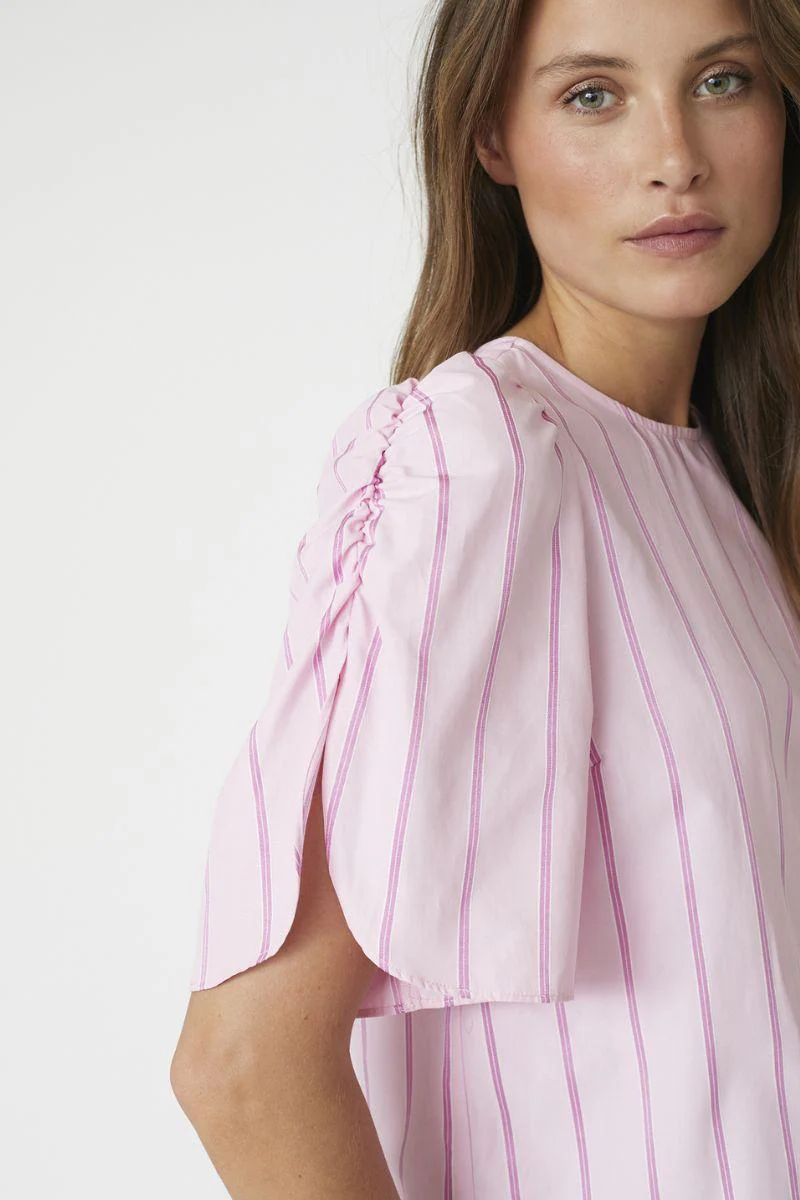 Rosalina Stripe SS Blouse 35876 | Pale pink | Top fra Co'couture - Image 6