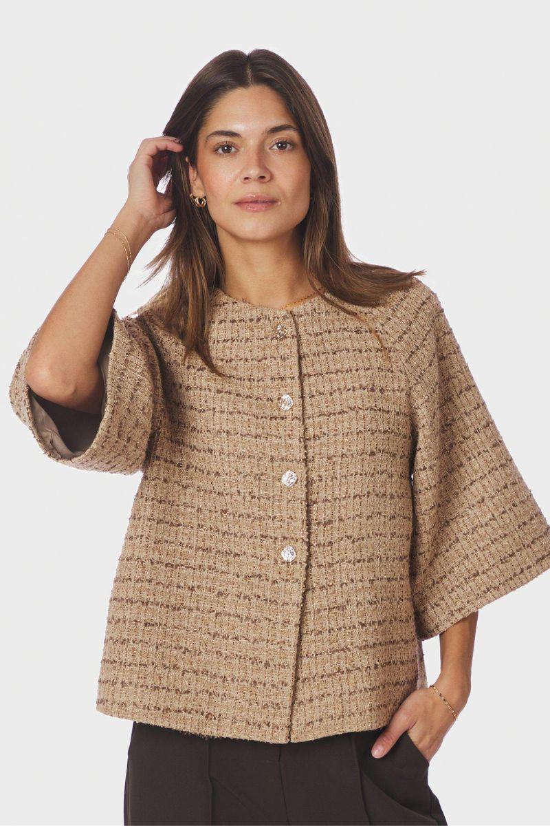 Rosella Boucle Mini Jacket | Taupe | Jakke fra Neo Noir - Image 4