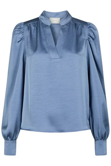 Rosslyn Heavy Sateen Blouse | Smoke Blue | Bluse fra Neo Noir - Image 3