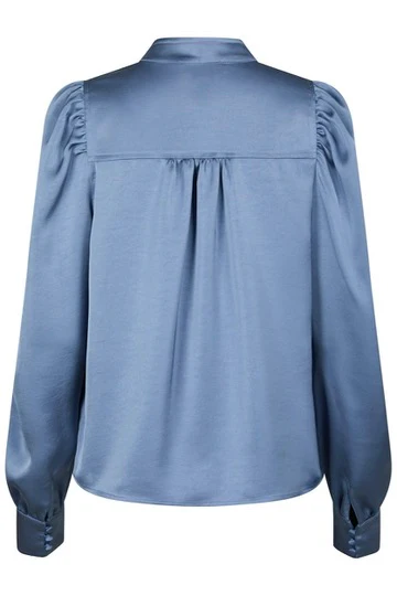 Rosslyn Heavy Sateen Blouse | Smoke Blue | Bluse fra Neo Noir - Image 9