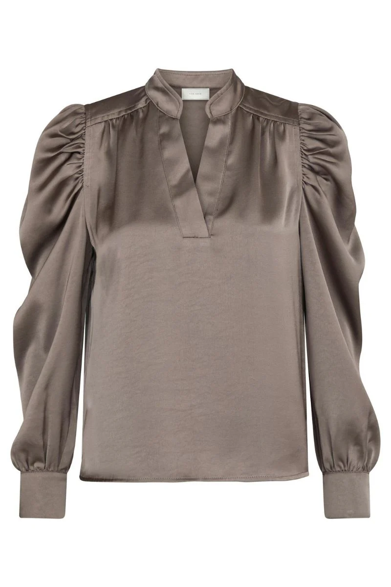 Rosslyn Heavy Sateen Blouse | Warm Grey | Bluse fra Neo Noir - Image 2