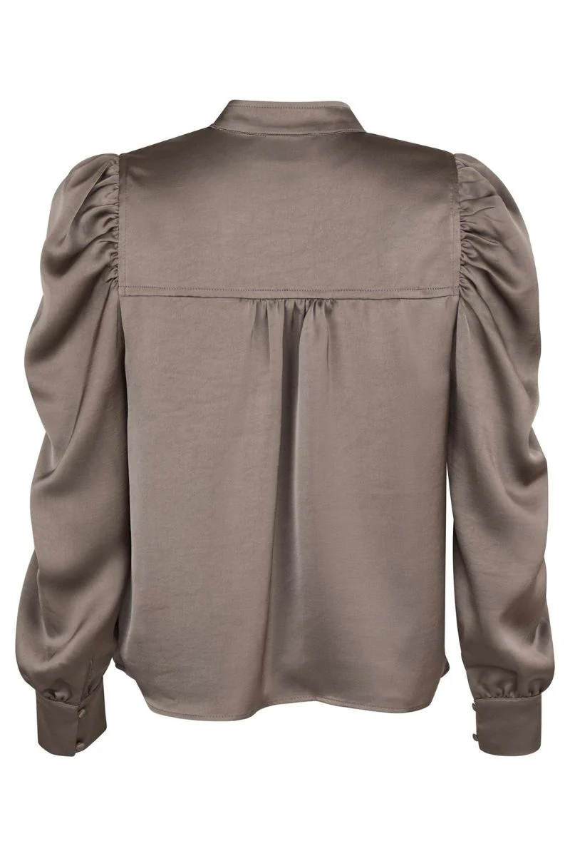 Rosslyn Heavy Sateen Blouse | Warm Grey | Bluse fra Neo Noir - Image 5