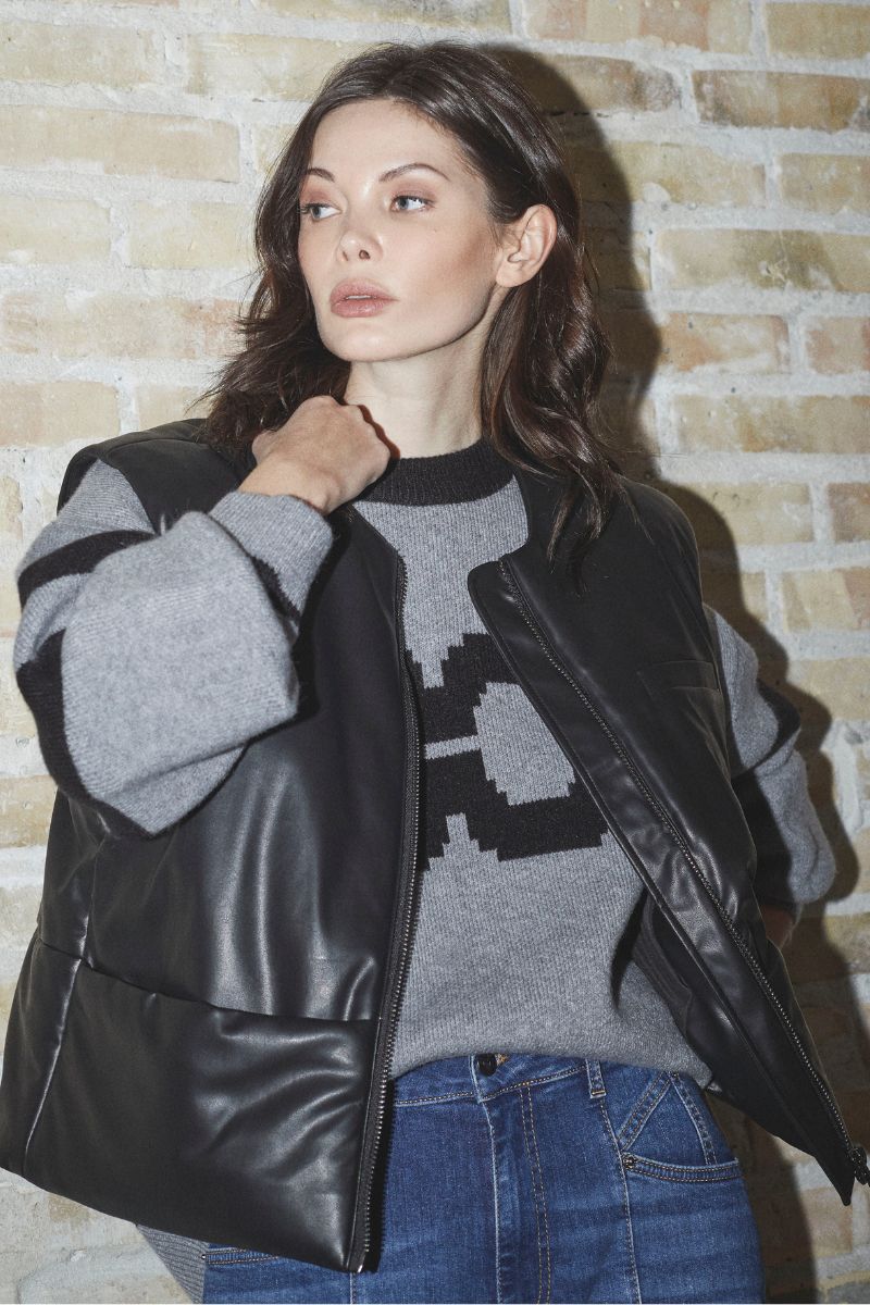 Row Coco Logo Knit 32214 | Light Grey | Strik fra Co'couture - Image 2