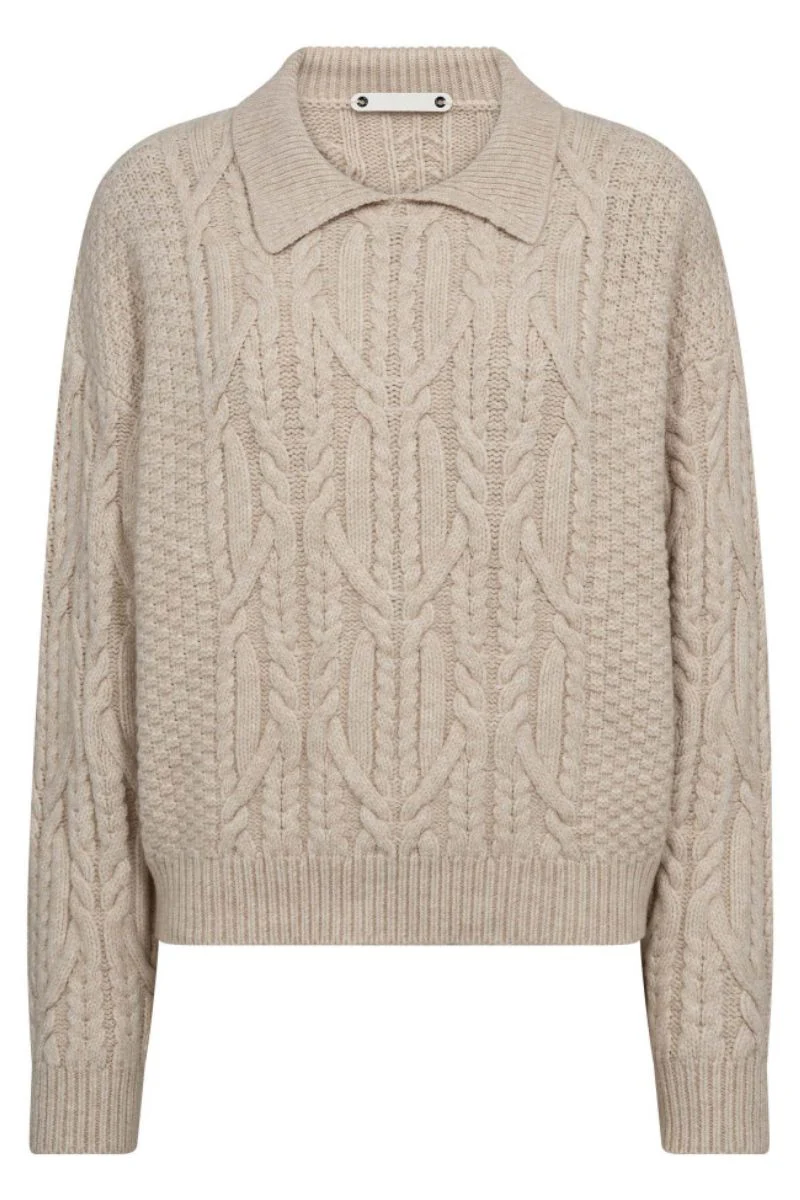 Row Collar Cable Knit 32204 | Creme | Strik fra Co'couture - Image 2