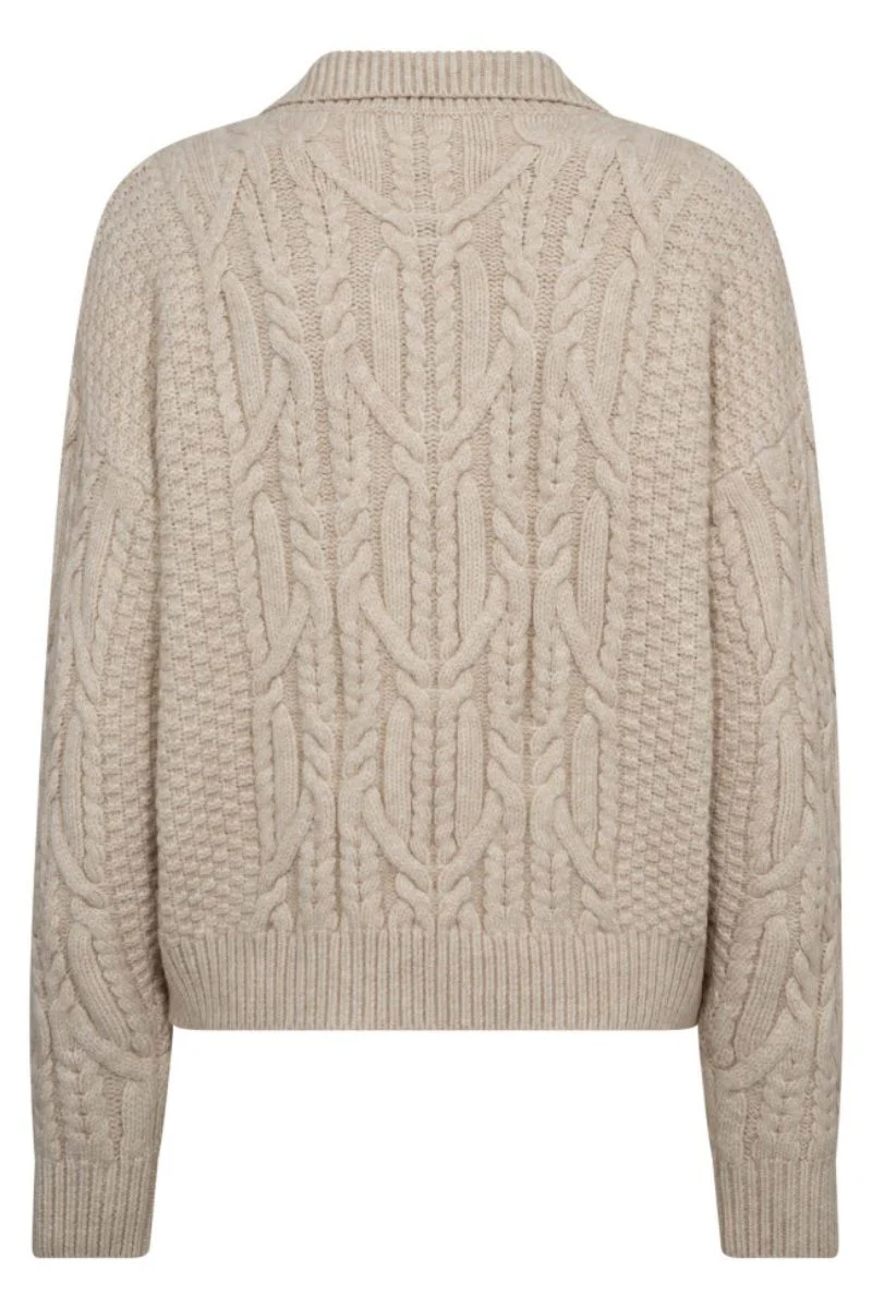 Row Collar Cable Knit 32204 | Creme | Strik fra Co'couture - Image 4
