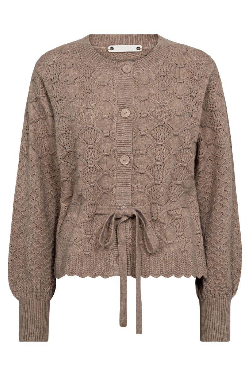 Row Pointelle Tie Cardigan 32241 | Champagne | Strik fra Co'couture - Image 2