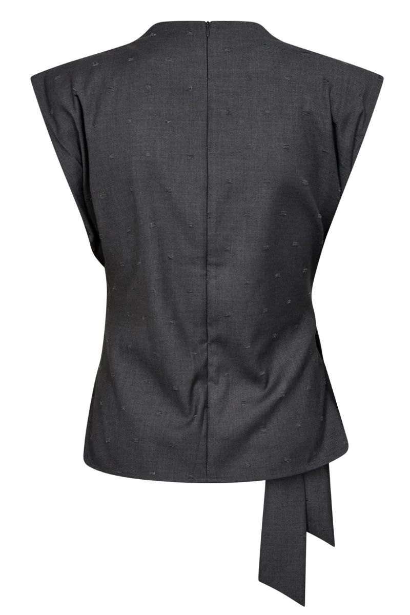Saga Pleat Top 35760 | Mid Grey | T-Shirt fra Co'couture - Image 7