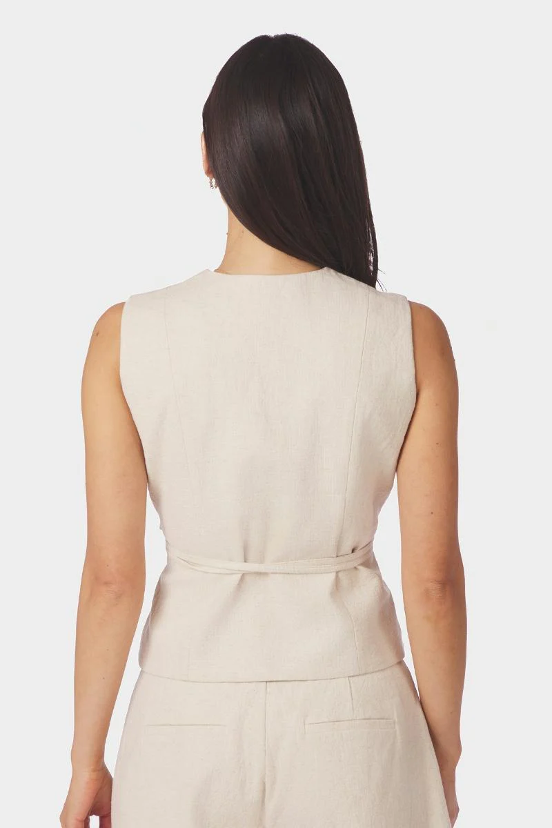 Samara Ramie Waistcoat | Natural | Vest fra Neo Noir - Image 8