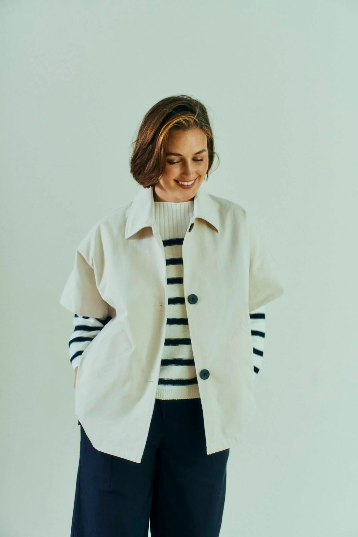 Sana Pullover 207585 | Star Off-White W. Navy Blazer | Strik fra Freequent - Image 5