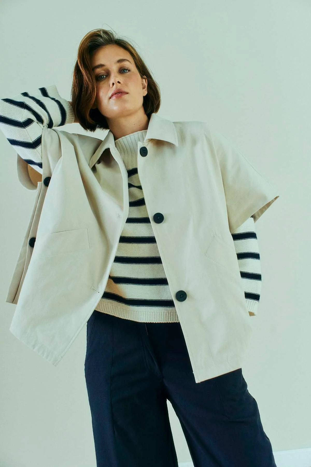 Sana Pullover 207585 | Star Off-White W. Navy Blazer | Strik fra Freequent - Image 6