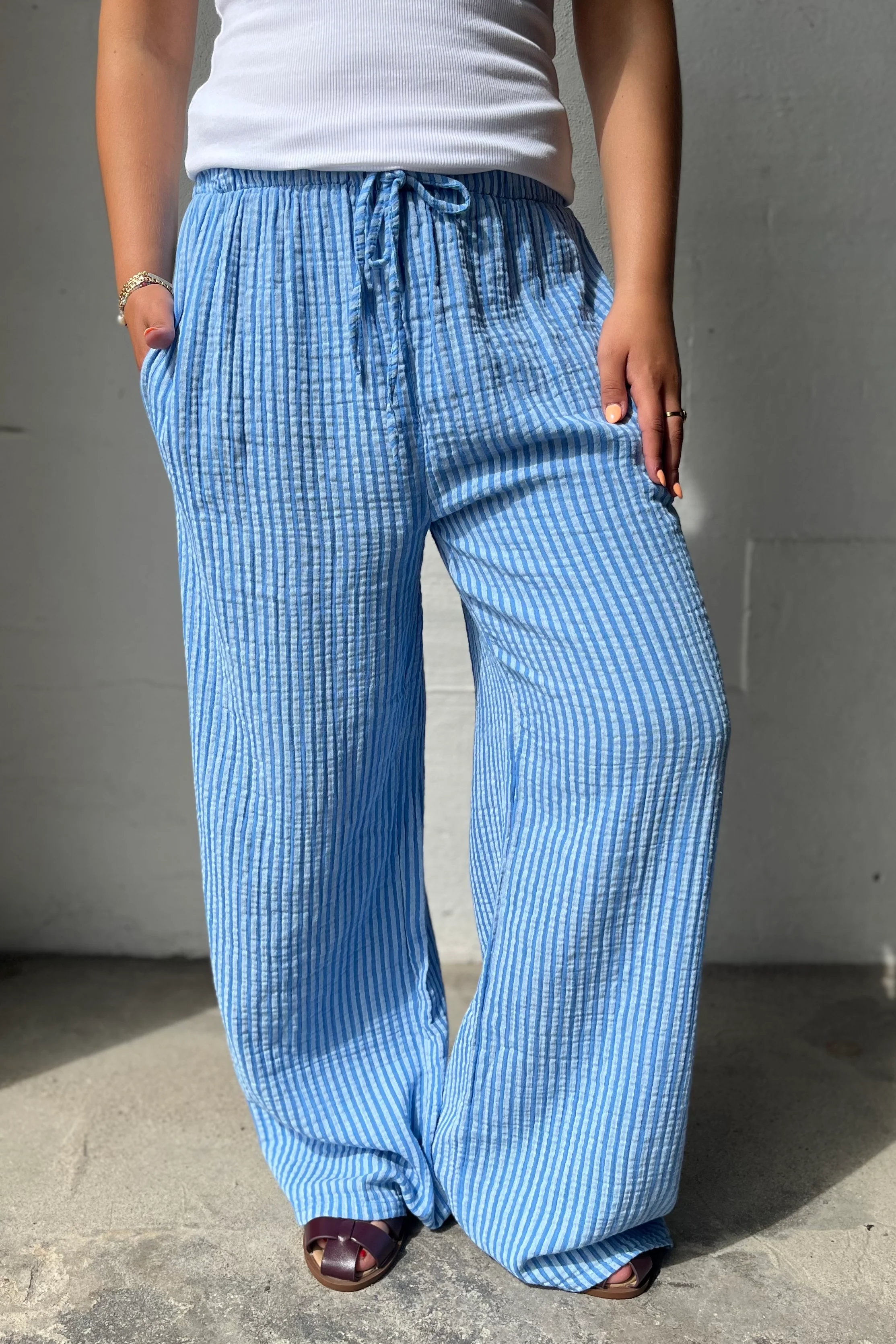 Sandy Stripe Pants | Blue