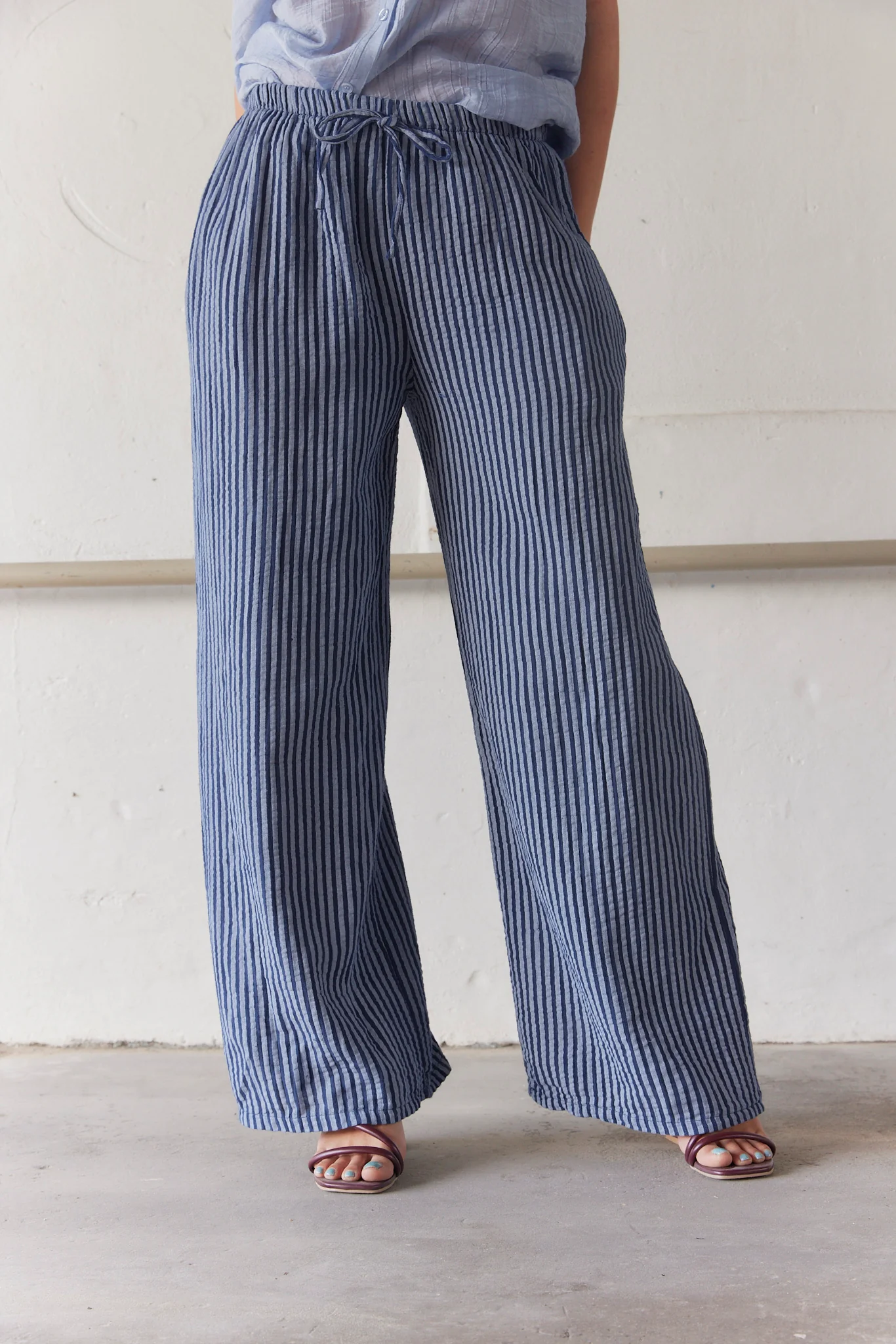 Sandy Stripe Pants | Navy