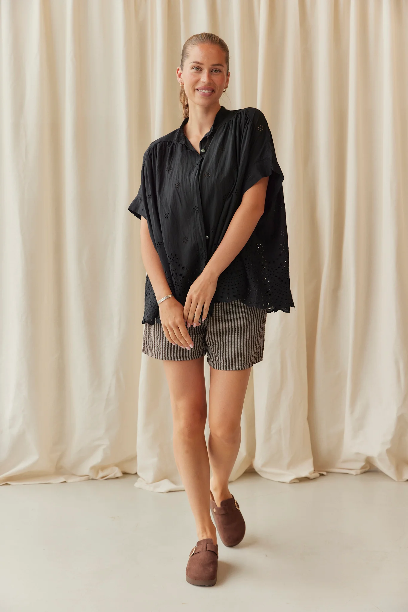 Sandy Striped Shorts | Dark Brown