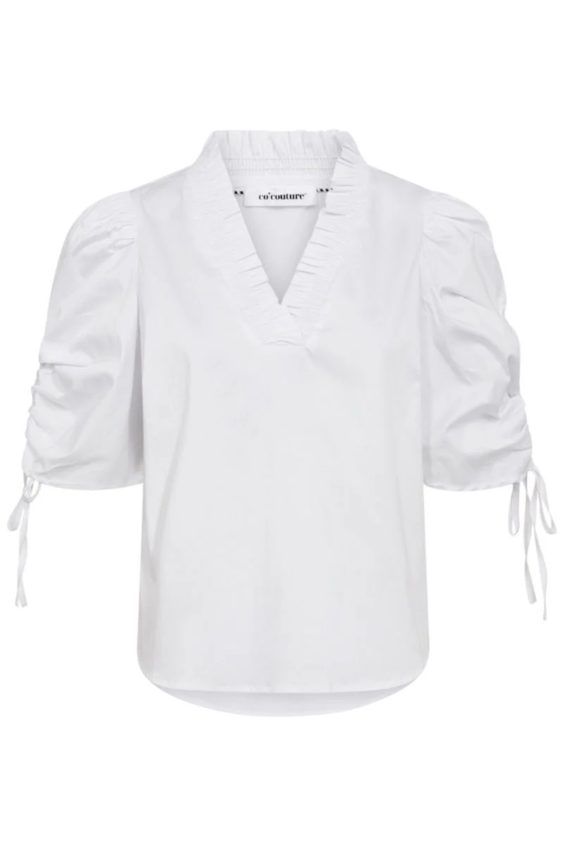 Sanna SS Puff V-Blouse 35894 | White | Top fra Co'couture - Image 2