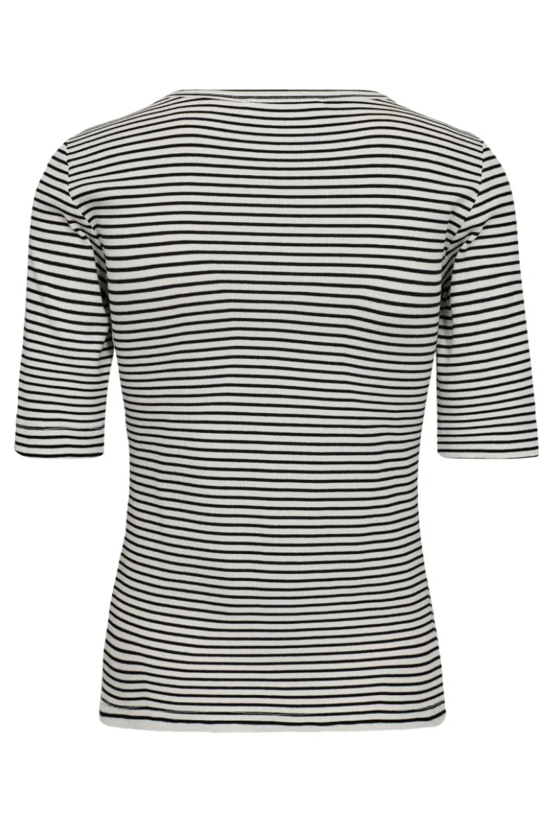 SaraCC Stripe Rib Tee | White/Black | T-Shirt fra Co'couture - Image 2