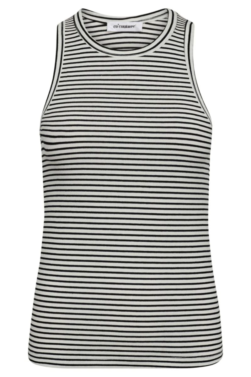 SaraCC Stripe Rib Top | White/Black | Top fra Co'couture