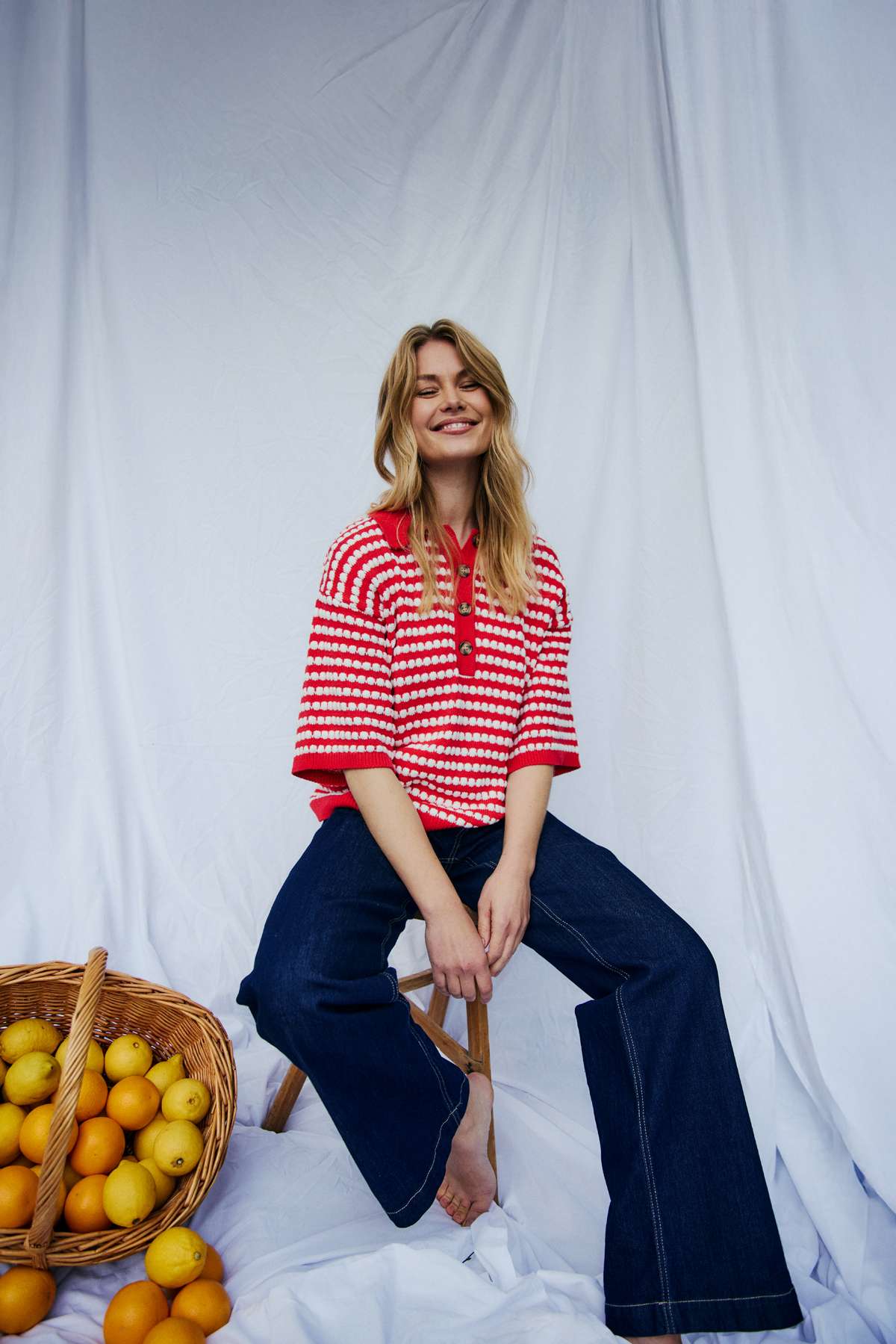 Sarif Pullover 207608 | True Red W. Star Off-White | Strik fra Freequent - Image 3