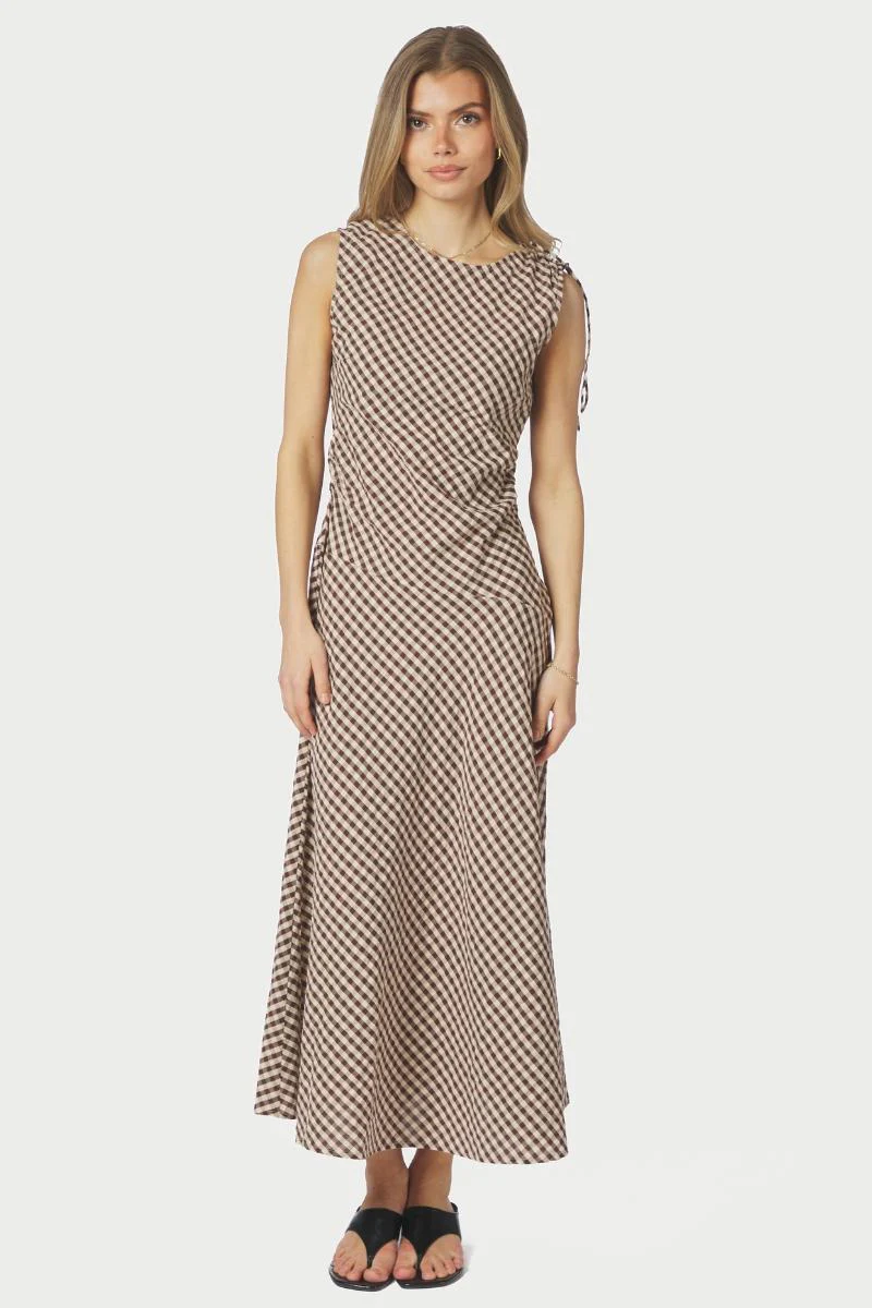 Saxton Check Dress | Brown | Kjole fra Neo Noir - Image 2