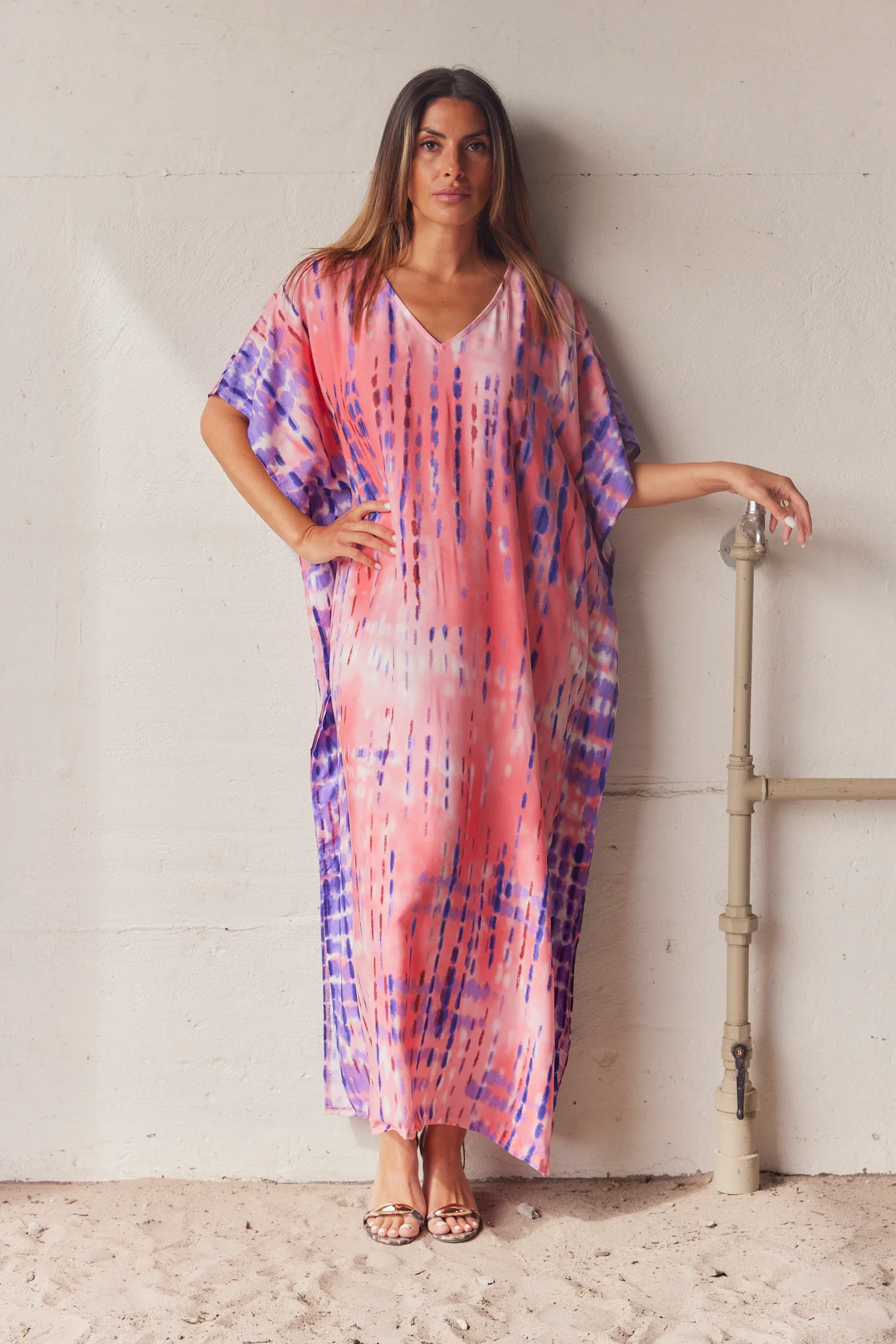 Serengeti Sun Dress | Rose | Tiedye Kaftan kjole fra Statebird - Image 3