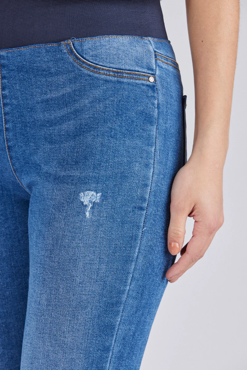 Shantal Pant Ankle Broken | Medium blue | Denim ankel leggings fra Freequent - Image 5