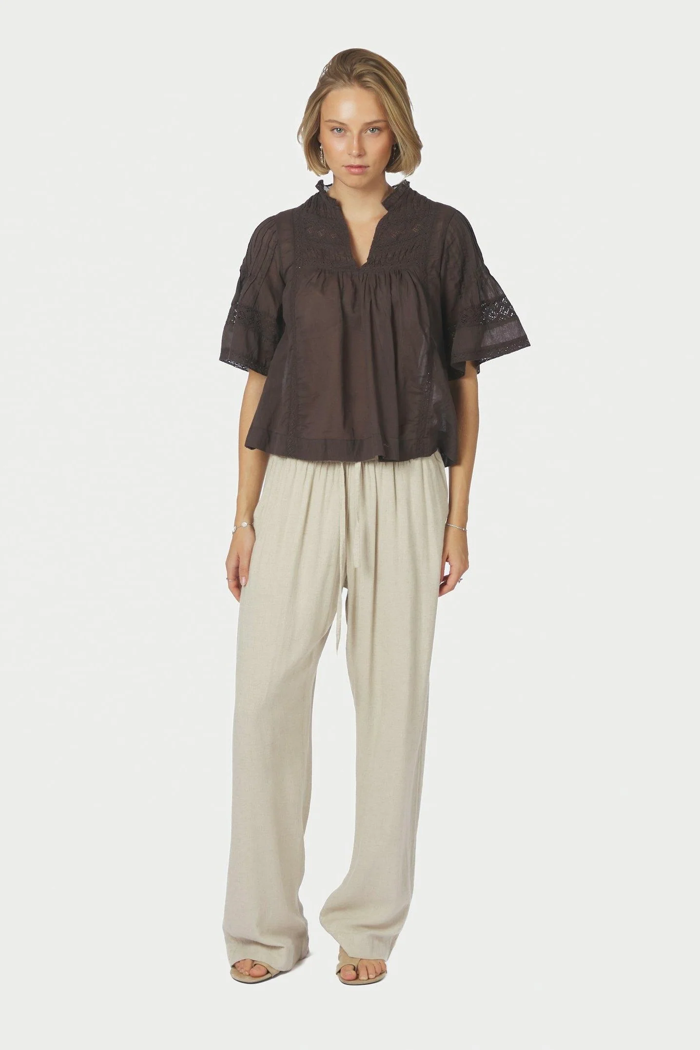 Siama S Voile Blouse | Dark Brown | Bluse fra Neo Noir - Image 3