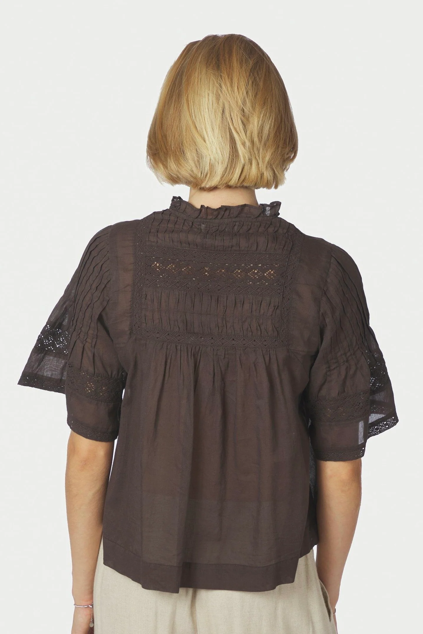 Siama S Voile Blouse | Dark Brown | Bluse fra Neo Noir - Image 4