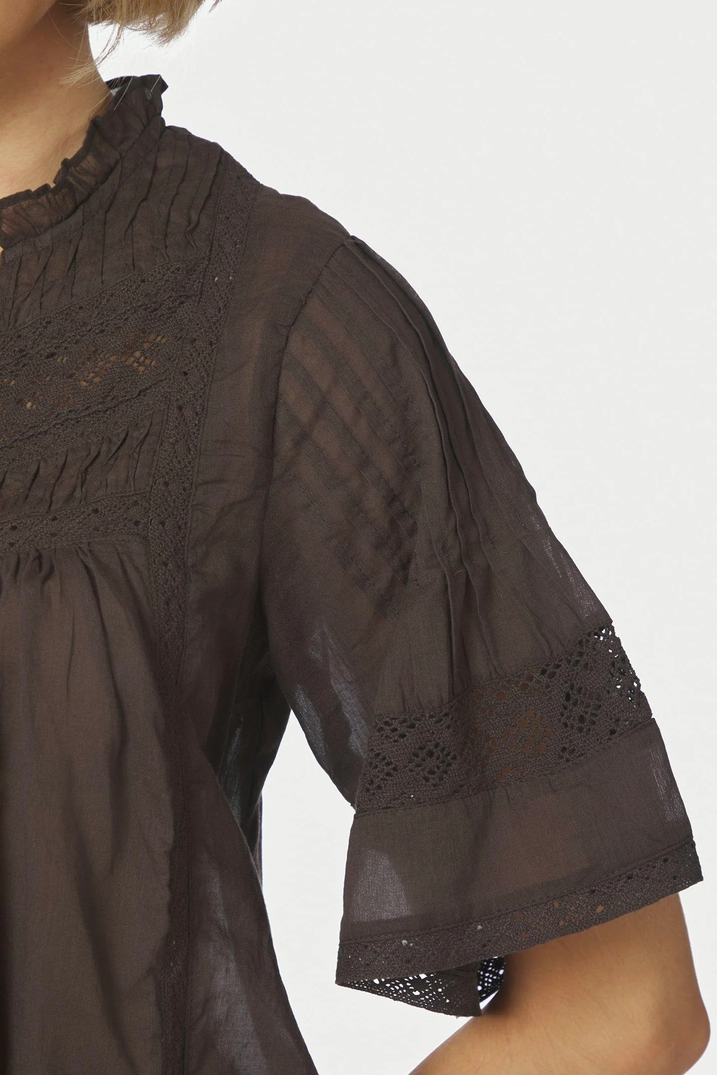 Siama S Voile Blouse | Dark Brown | Bluse fra Neo Noir - Image 5