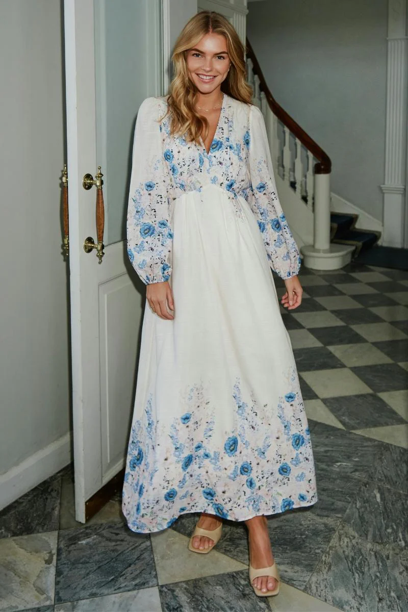 Silfi Flower Print Dress | Blue | Kjole fra Neo Noir