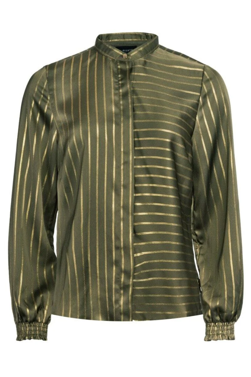 Silja Ls Shirt | Army Gold Pinstripe | Shirts fra Liberté - Image 2