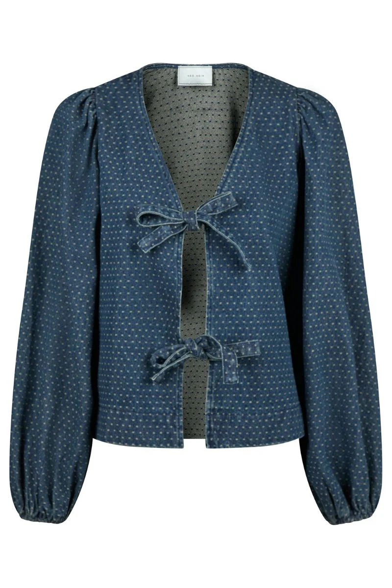 Silvi Overdyed Dot Blouse | Ash Blue | Bluse fra Neo Noir - Image 3