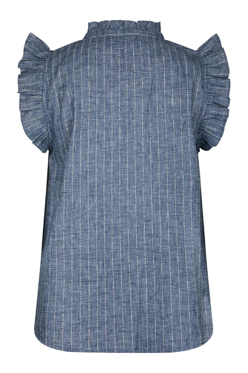 Siona Emb Stripe Top | Blue | Bluse fra Neo Noir - Image 5