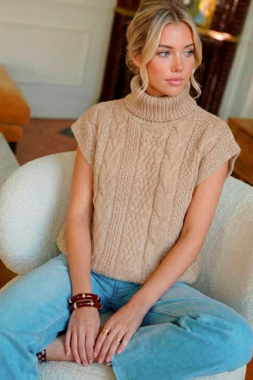 Tutti Knit Vest | Beige | Strik fra Avery - Image 2