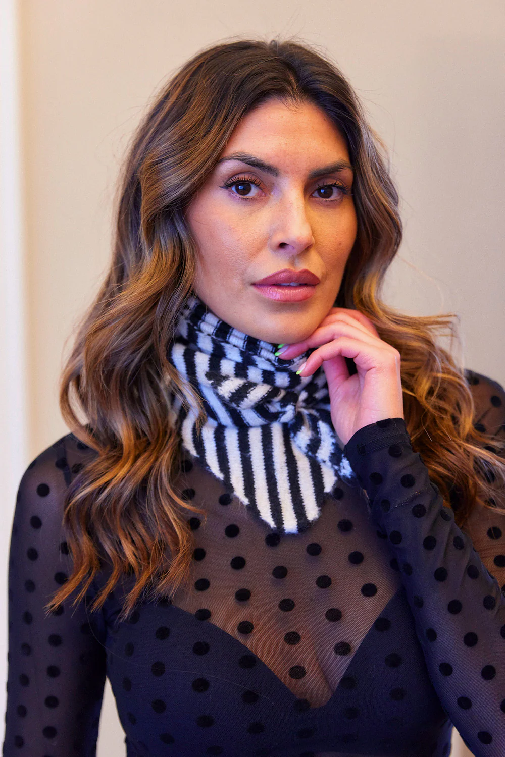 Striped Triangle Scarf | Black - Image 2