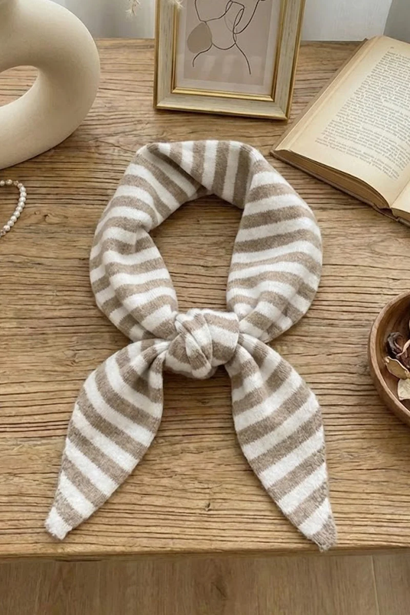 Striped Triangle Scarf | Taupe