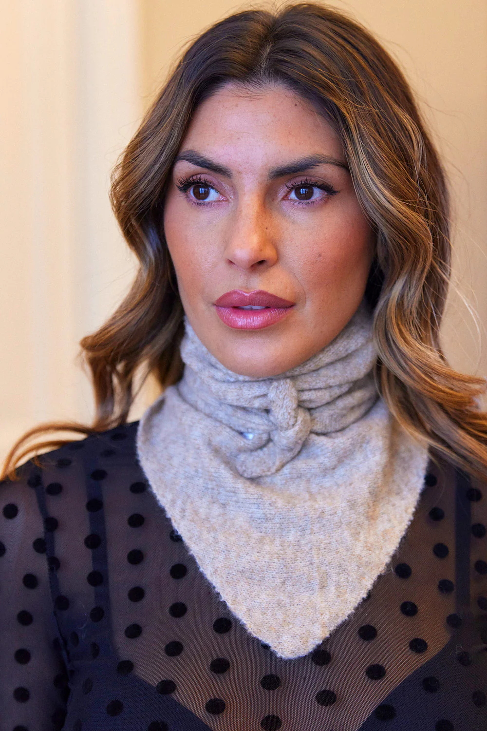 Wooly Wilma Triangle Scarf | Taupe - Image 2