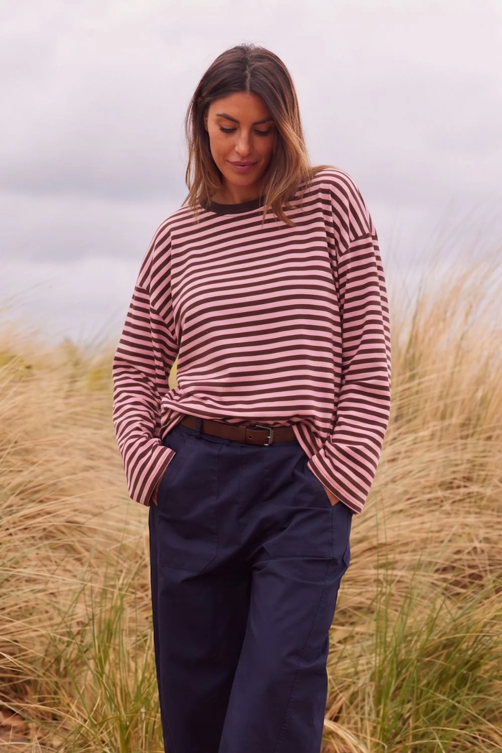 Soft Striped Long Sleeve | Old Rose