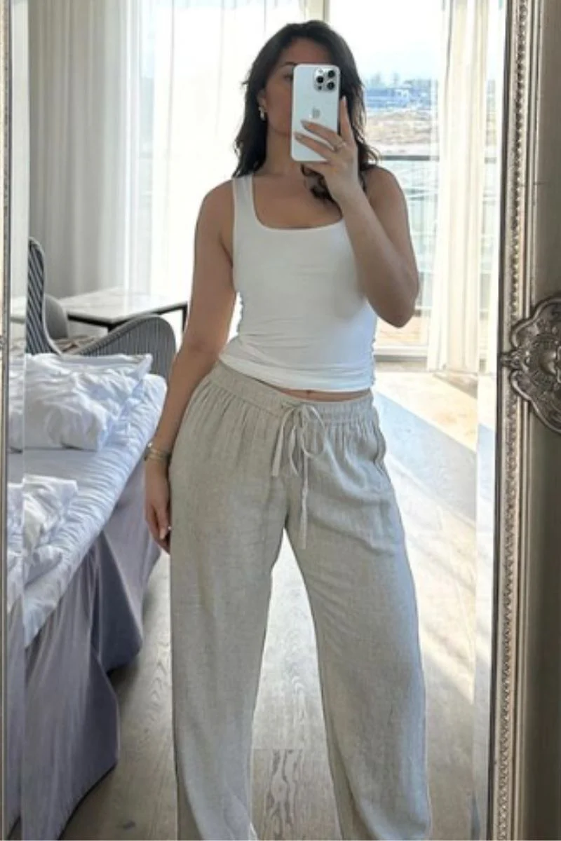 Sonar Drapy Linen Pants | Natural | Bukser fra Neo Noir - Image 3