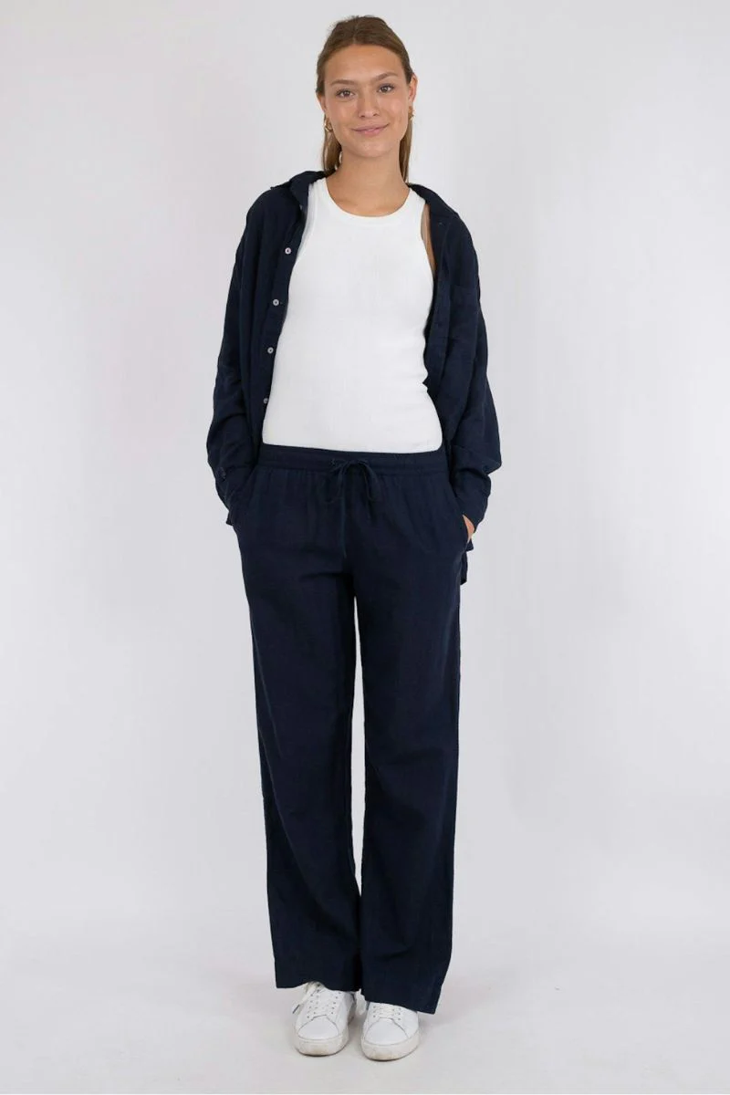 Sonar Linen Pants | Navy | Bukser fra Neo Noir - Image 4