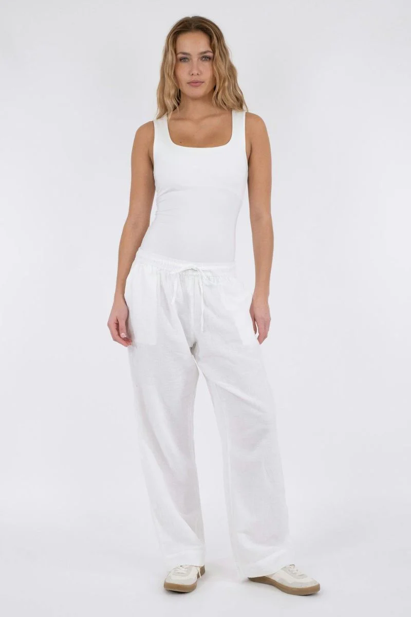 Sonar Linen Pants | White | Bukser fra Neo Noir - Image 7