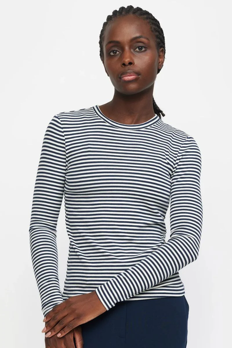 SRFenja Stripe O-neck Top SR124-303 | Total Eclipse | Bluse fra Soft Rebels - Image 2