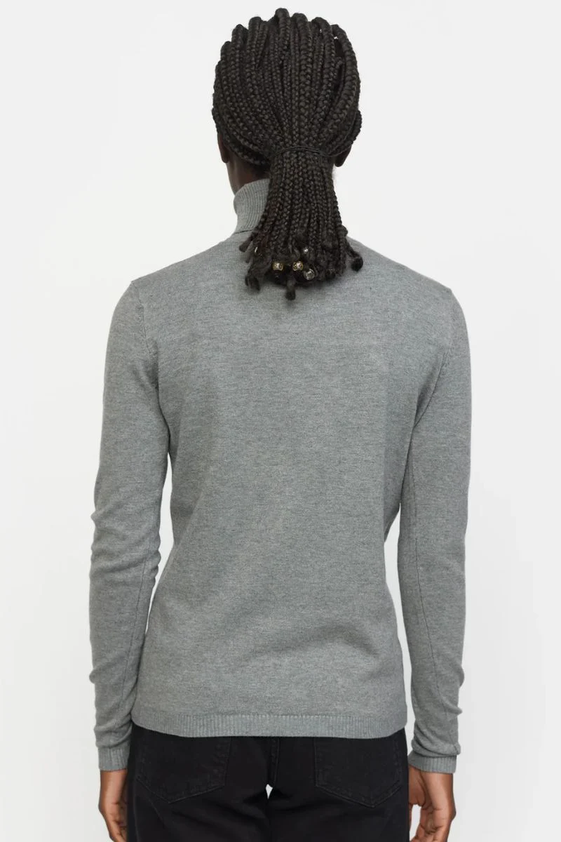 Marla Rollneck Knit | Medium Grey Melange | Strik fra Soft Rebels - Image 5