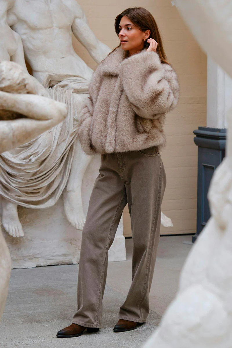 Steff Faux Fur Jacket | Beige | Jakke fra Neo Noir - Image 5