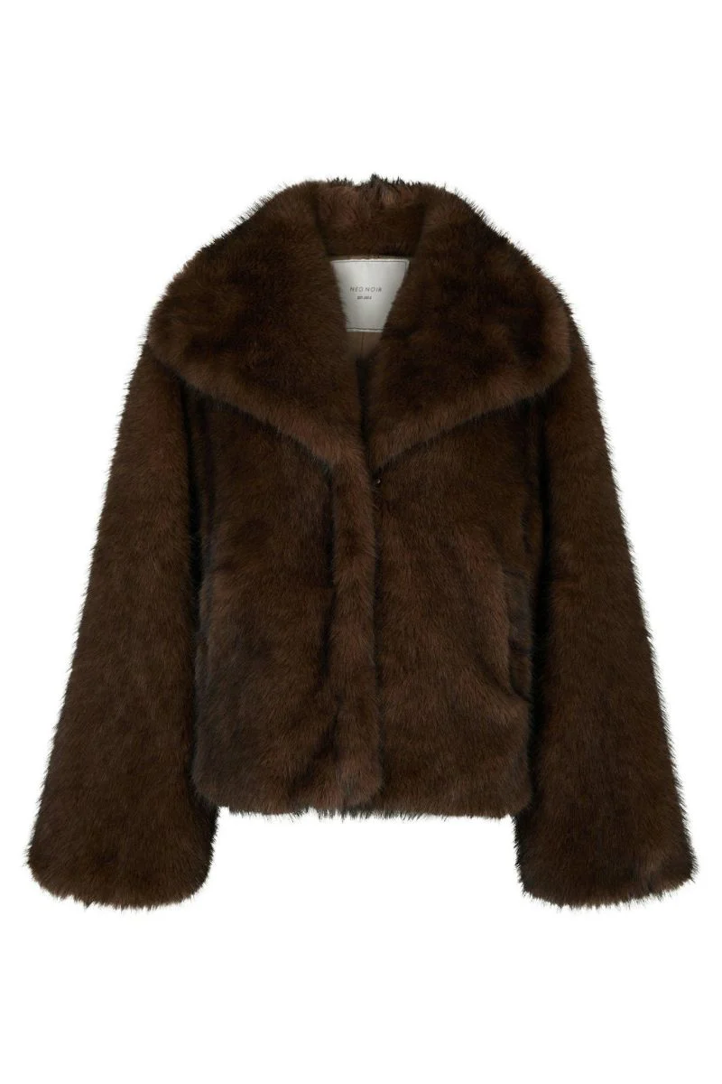 Stephanie Faux Fur Jacket | Brown | Jakke fra Neo Noir - Image 3