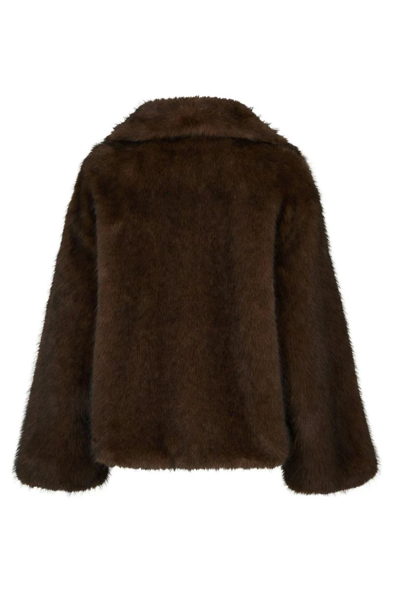 Stephanie Faux Fur Jacket | Brown | Jakke fra Neo Noir - Image 5