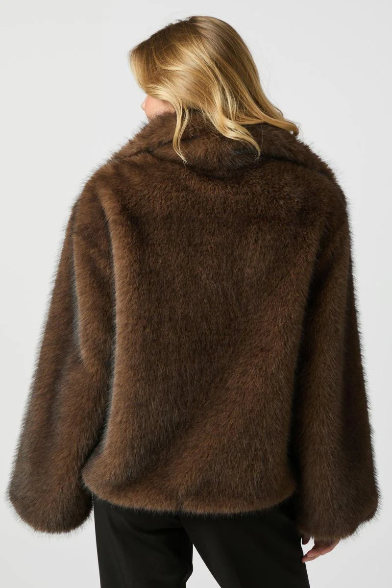 Stephanie Faux Fur Jacket | Brown | Jakke fra Neo Noir - Image 6