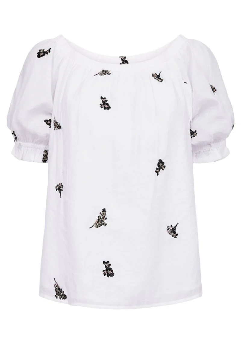Stream Blouse 206178 | Brilliant White W. Black | Bluse fra Freequent