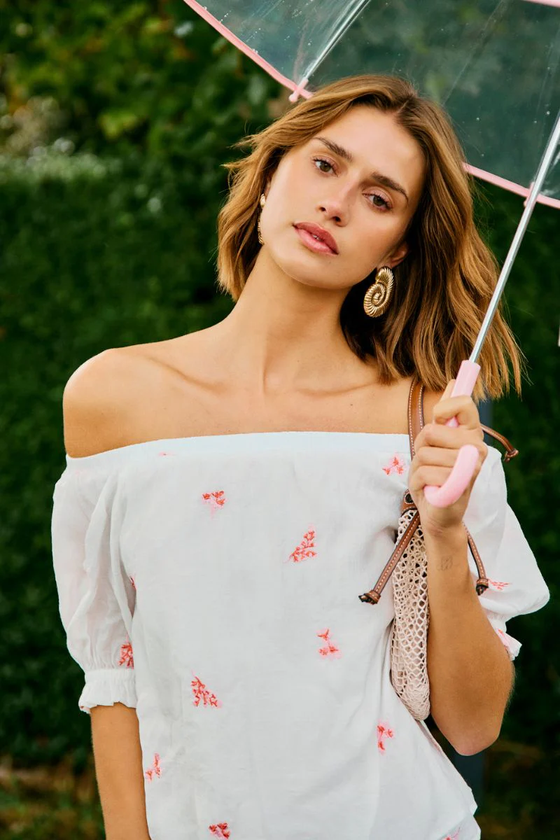 Stream Blouse 206178 | Brilliant White W. Coral Blush | Bluse fra Freequent - Image 3