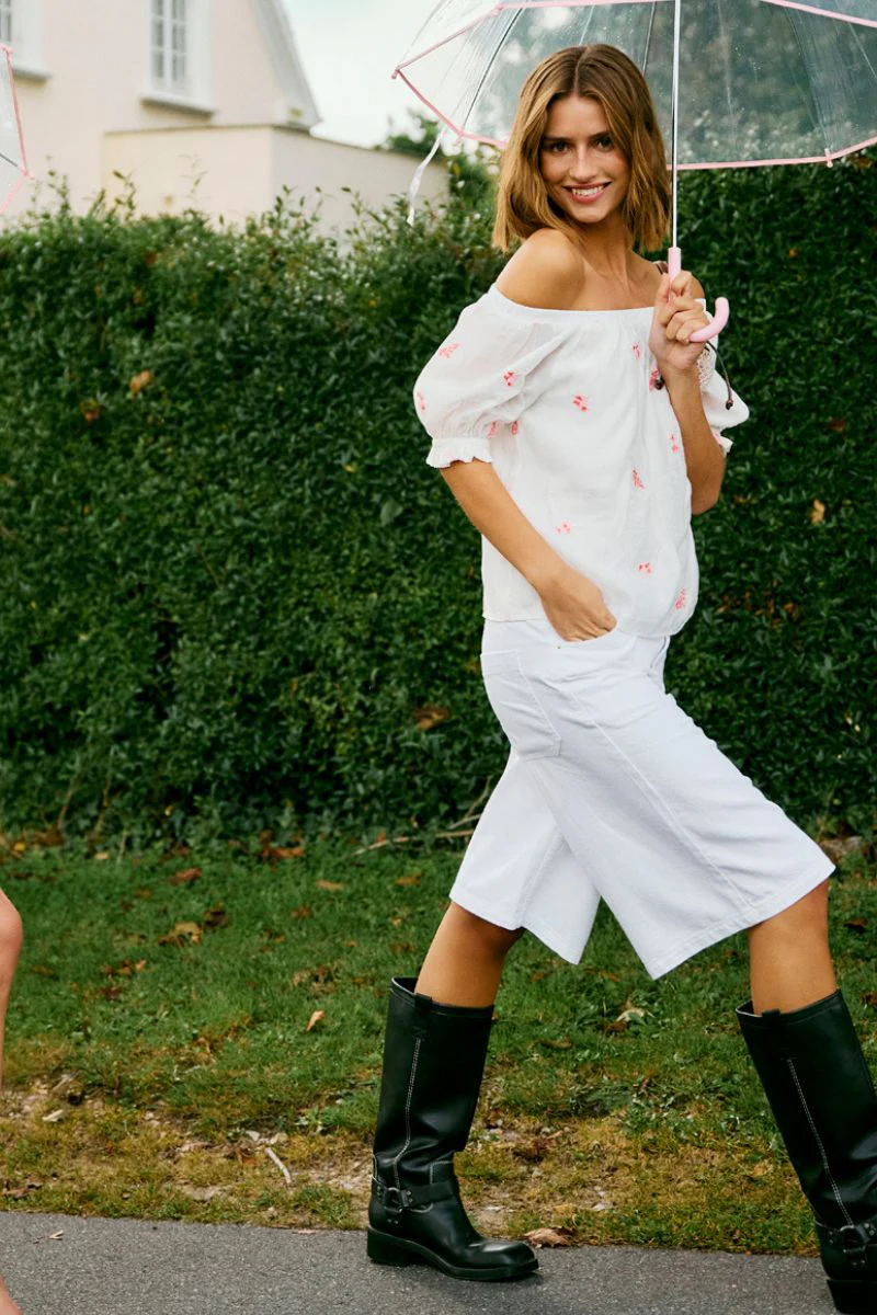 Stream Blouse 206178 | Brilliant White W. Coral Blush | Bluse fra Freequent - Image 5