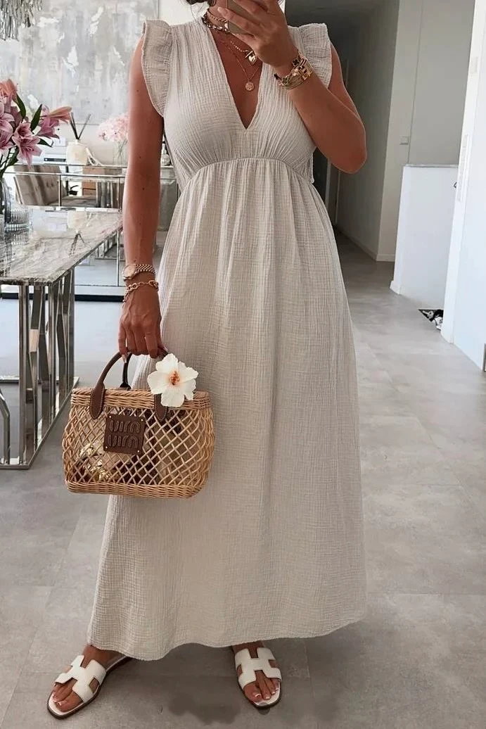 Sun Ruffle Dress | Beige