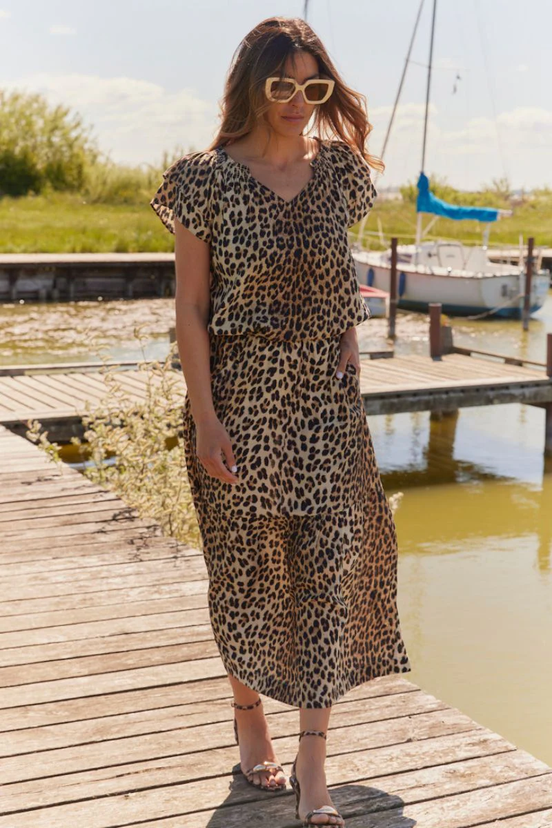 Sunrise Lima Leo Gipsy Skirt 34226 | Khaki | Nederdel fra Co'couture - Image 5